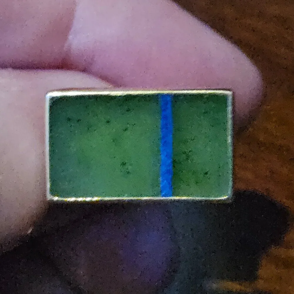 RARE DESIGNER VINTAGE GUMPS GREEN JADE JADEITE LAPIS LAZULI 14K GOLD CUFFLINKS
